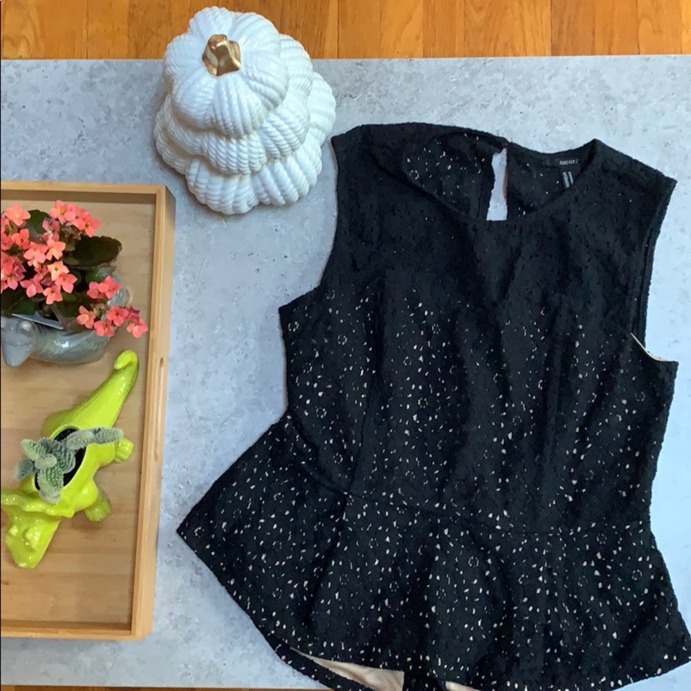 Lace Crop Top w/ zip back and tails